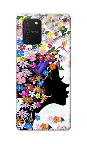 Image of Printed Hard Back Cover Case for Samsung Galaxy Note 10 Lite | Samsung A81 Back Cover (Floral Hairstyle Girl) -1803