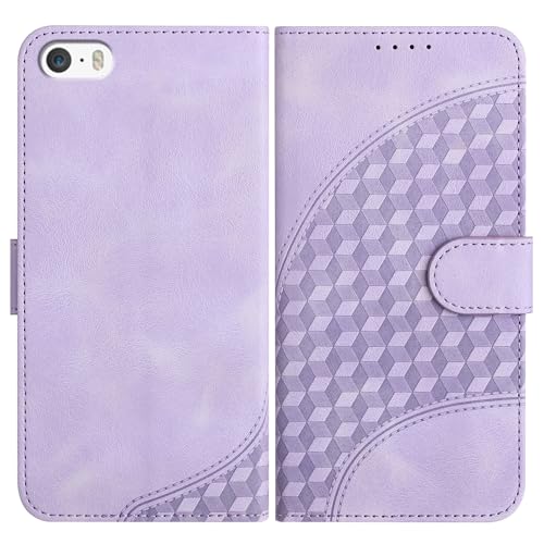 JayModCase Funda para iPhone SE 2016 / iPhone 5/ 5S, Flip Leather con Tarjetas y Cartera Soporte Plegable Cáscara de TPU Cierre magnético para iPhone SE 2016 (Púrpura)