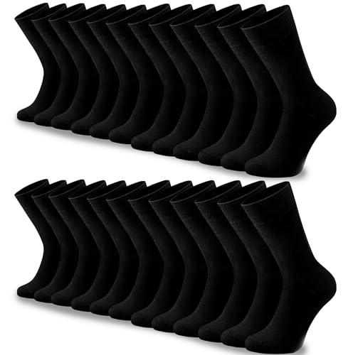 HELDENWERK Business Socken Herren 12 Paar I Herrensocken aus atmungsaktiver Baumwolle ohne drückende Naht I Männersocken, Anzugsocken (12x schwarz)