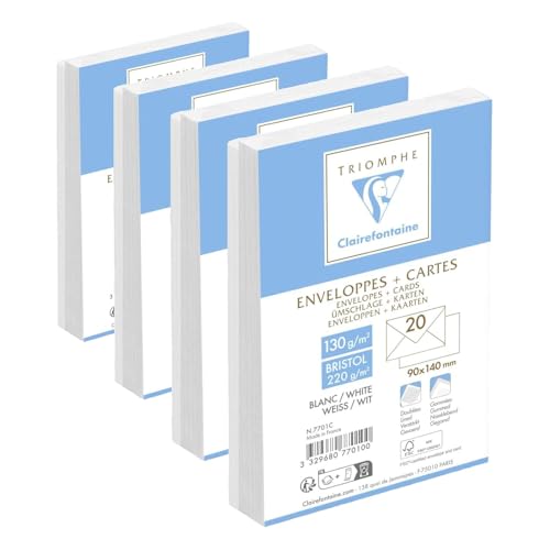 Clairefontaine 7701C combiné bristol blanc 220g et enveloppes doublées 130g