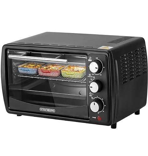Steinborg® Mini Backofen 13 Liter Krümelblech Ober- und Unterhitze 1.200 Watt Miniofen mit Timer kleiner Backofen für Camping oder Haushalt freistehend stufenlose Temperaturregelung bis 230°C Steinborg® Mini Backofen 13 Liter Krümelblech Ober- und Unterhitze 1.200 Watt Miniofen mit Timer kleiner Backofen für Camping oder Haushalt freistehend stufenlose Temperaturregelung bis 230°C