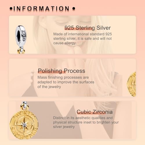 Image of S925 Sterling Silver Gold Plated Romantic Charms, Gifts for Mom Girlfriend Family on Valentine's Day Birthday Christmas Anniversary, Bracelet Necklace Bead Charm