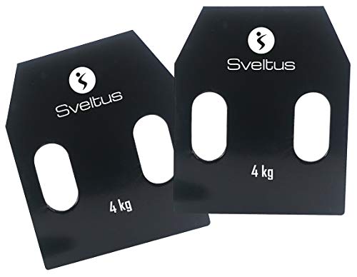 sveltus 1799-3 Stahlplatten mit Griffen, 4 kg X 2 , Erwachsene, Unisex, Schwarz, One Size