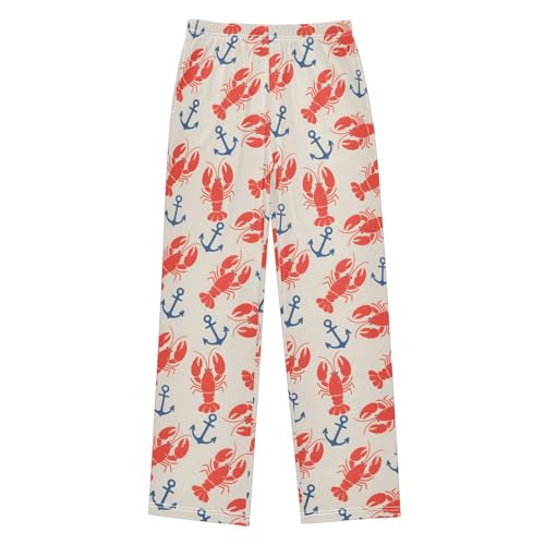 ALAZA Red Lobster Anchor Pajama Pants Long Sleep Pant Pajama Bottoms Elastic Waist with Pockets
