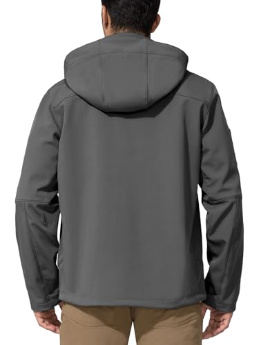 Image of Men's Military Tactical SoftShell Jacket Fleece Lined | Lightweight,Waterproof,Windproof,Multi-pockets,Adjustable Hood for Work,Hiking,Snow,Ski