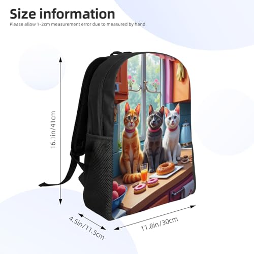 Comfort Fit Unisex Cats Kitchen Donuts and Fruit Backpack Durable for Daily Commute Travel Adventures 16 Inch4