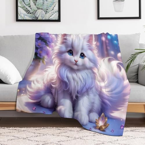 Plaid douillet chat mignon grand format couverture flannel pour voyage - 3