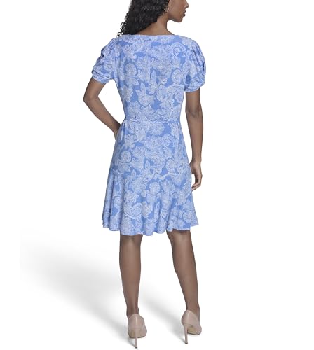 Image of Tommy Hilfiger Women's Puff Sleeve Crew Neck Jersey Shift Mini Dress