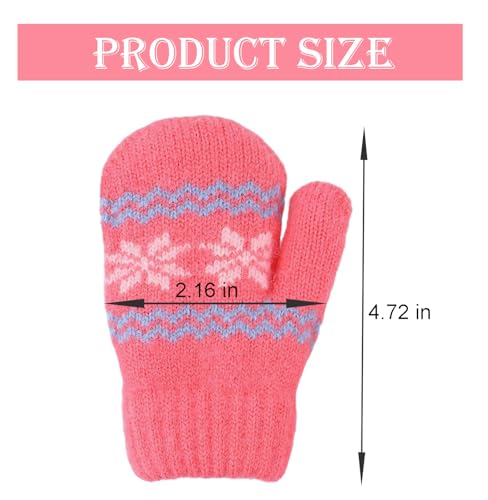 Baby Girls Warm Knit Mittens Winter Soft Elastic Thick Lined Mittens Cold Weather Gloves for 0-2 Years2