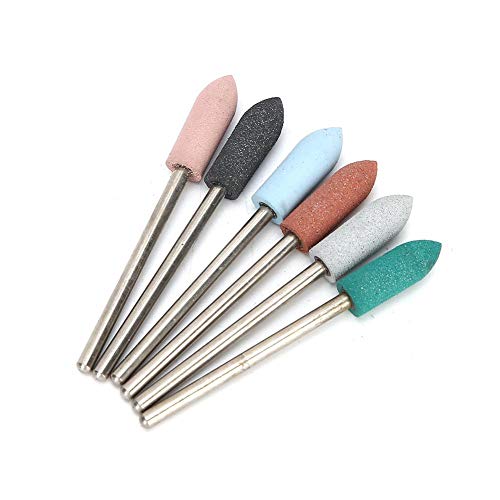 Nail Drill Bits Set -6 pcs Nail Art Grinding Head Dead Skin Removal Nail Drill Bits Sanding Polishing Head Set for Manicure Pedicure Home Salon Use(#12)