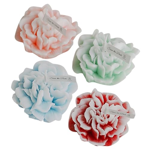 Unomor 4pcs Decorative Flower Candles Scented Small Wax Candles for Mother's Day Weddings and Home Decor