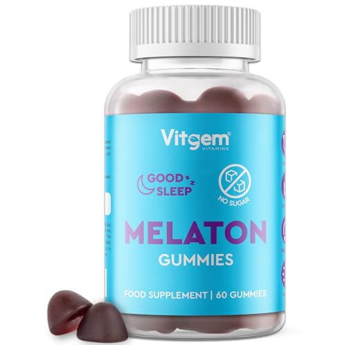 Vitgem Good Sleep Gummies - Chewable Natural Melatonin Source for Sleeping - Sugar Free Sleep Gummies for Restful Nighttime Sleep - Blueberry Flavoured Sleep Jellies for Adults - 60 Gummies