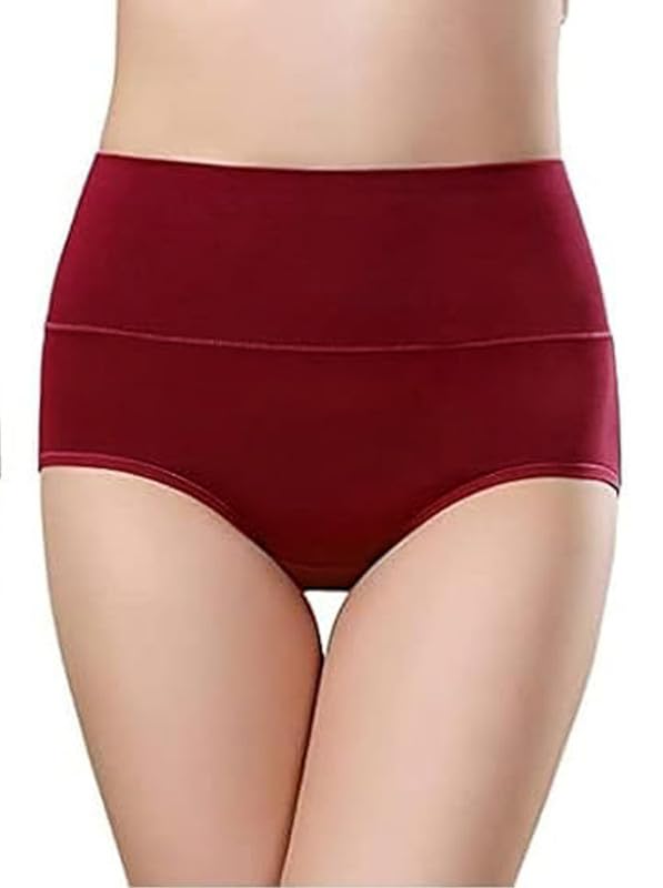 100% Cotton Regular & Plus Size Underwear High Waist Full Coverage Tummy Controller Underpants Hipster Womens Panties (Pack of 1)-image-18