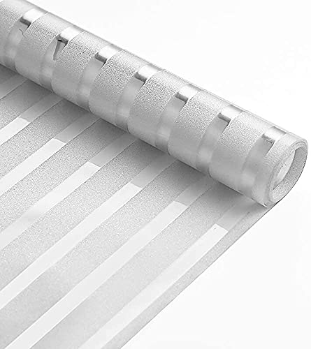 Image of WISDOM Privacy Window Film Frosted Glass Film Glass Film No Glue Anti-UV Window Sticker Non Adhesive for Privacy Office Meeting Room Bathroom Living Room (Stripe Frosted, 12 x 50 inch)