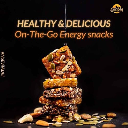 Image of Eatopia Date & Nuts Super Fruit Bites | Sugar Free Healthy Energy Bars | Date Bites | No Preservatives & Refined Sugar | Dry Fruits Protein Bars | Healthy Food | Oats & Honey, Nuts & Seeds | Pack of 12 (20g Each)