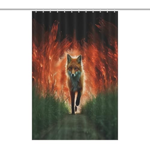 Rideau de douche imperméable en polyester renard 122x183cm avec 12 crochets
