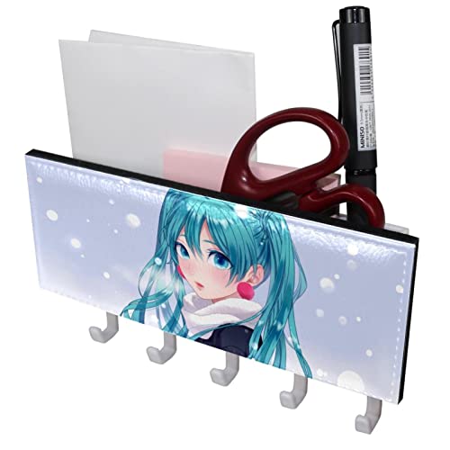 Patère Murale À 5 Crochets Blue Animation Girl Porte-Courrier Avec Crochets Porte Courrier Mural Et Porte-Clés Mural Décoratif Etagère Murale Accroche Clé 18x7 cm