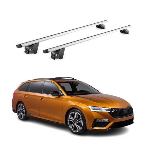 OMAC Barres de Toit Aluminium certifiées TÜV pour Skoda Octavia IV Break 2020-2026 – pour Rails de Toit intégrés – Rainure en T – Charge Max 100 kg...