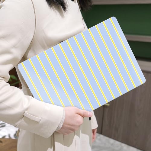 Image of MEEgoodo for M5 /M4 /M3 /M2 MacBook Air 15 inch Case 2026 2025 2024 2023, Case Fit Model (A3448 /A3241 /A3114 /A2941) for MacBook Air 15.3 inch, Yellow&White Stripes