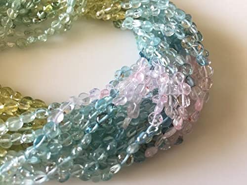 Perles de multi-aigue-marine 5mm LKBEADS en pierres naturelles plates de qualité supérieure