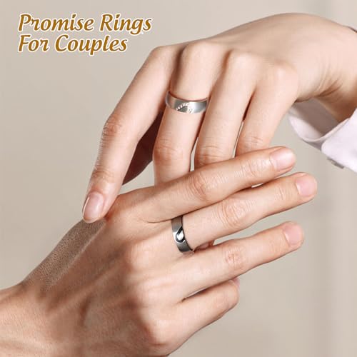 Fortheday Personalized Promise Rings for Couples – Custom Engraved Stainless Steel Matching Rings Set Promise Ring for Him & Her 2PCS Couple Rings4