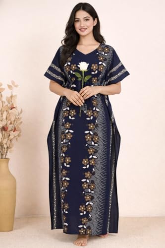 Image of Bahumaan Pure Cotton Kaftan Nighty for Women | Kaftan Maxi for Women | Kaftan Night Gowns for Women | Cotton Nighty for Women Stylish |
