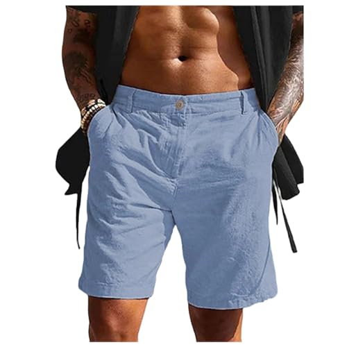 LGHLMCL Men's Summer Beach Shorts Solid Color Straight Leg Shorts Comfy Breathable Pants Fashion Leisure Pants with Pockets