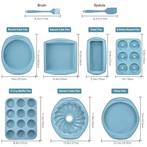 Aschef Economico 9pz Stampo Torta Silicone Antiaderente Teglia Forno Set per Uso Alimentare Resistente al Calore Stampi per Dolci Pane Panettone Pizza Plumcake Torte Muffin Cupcake - immagine 6