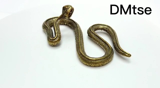 Estatua decorativa pequeña de serpiente Feng Shui en latón miniatura 7