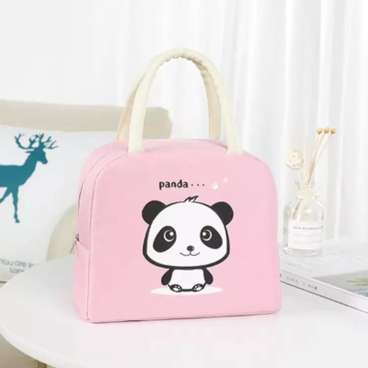 Image of Insulated Lunch Bag for Office, School, Men, Women, Hot & Cold Lunch Box, Tiffin Pouch (Panda Lunch Bag (Pink))