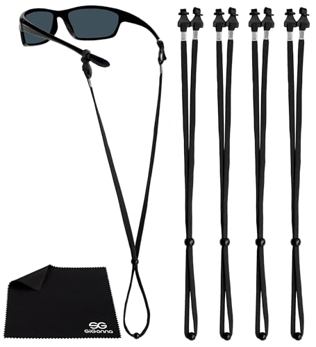 SIGONNA Eye Glasses String Holder Straps - Sports Sunglasses Strap for Men Women - Eyeglass Holders Around Neck - Glasses Retainer Cord Chains Lanyards - 4 Cords (Black)