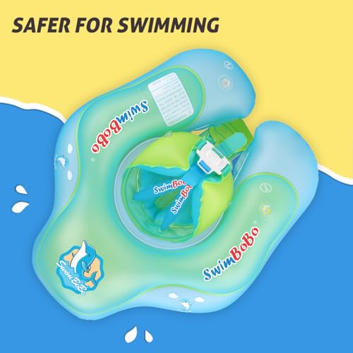 New Upgraded Swimbobo Baby Swimming Float Kids Inflatable Swim Ring with Safety Support Bottom Swimming Pool Accessories for 3-36 Months (Blue, L) by Swimbobo - Used condition - Image 7
