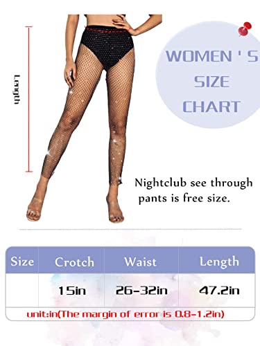 Yokawe Mesh Fishnet Pants Rhinestone Cover Up Crystal Leggings Hollow Out See Through Bikini Nightclub Party Rave Festival Body Accessories Jewelry For Women And Girls #TOP3
