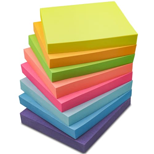 Sticky Notes 3x3, 8 Pack Sticky Pads 100 Sheet/Pad, Bulk Sticky Note Pads, Multicolor Self-Sticky Notes Pad - Teacher Classroom Must Haves, Back to School and Office Supplies Blank Desk Note Pads.
