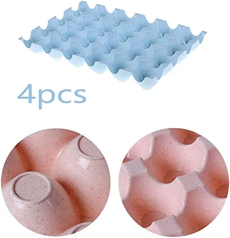La Llareta Egg Holder Tray, 4 Pieces Egg Holder For Refrigerator , Stackable Egg Storage Container, Plastic Egg Tray, Can Hold 24 Eggs, for Fridge, Countertop, Kitchen, Storage(Nordic Blue)