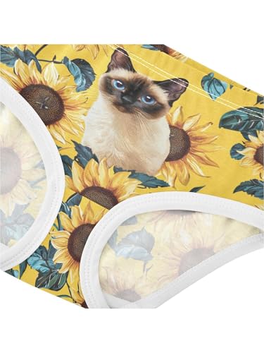 ZZKKO Sunflower and Siamese Cat Girls Underwear Toddler Panties for Girls Comfort Brief Size 2-8T4