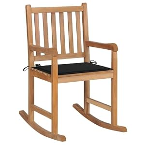 HETFTJN HETFTJN Teakholz-Schaukelstuhl 58×92,5×106 cm, schwarzes Polyester-Kissen, wetterfest, Garten Balkon Terrasse HETFTJN HETFTJN Teakholz-Schaukelstuhl 58×92,5×106 cm, schwarzes Polyester-Kissen, wetterfest, Garten Balkon Terrasse