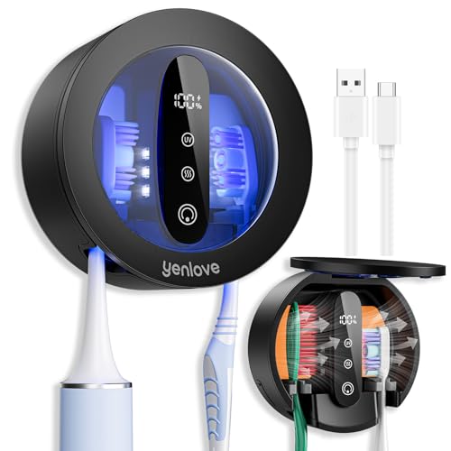 Image of Upgraded Toothbrush Holders for Bathroom, Tooth Brush Holders Wall Mounted,Toothbrush Holder Organizer with LED Smart Screen,Cleaning and Drying Fits All Toothbrushes for Home & Travel