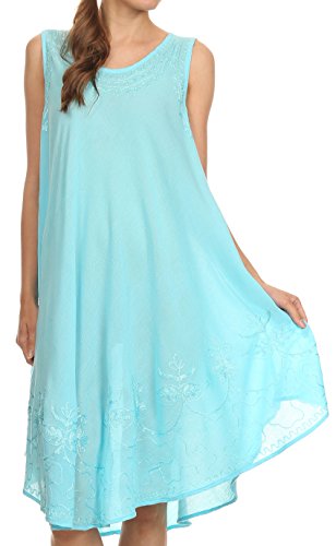 Sakkas Ogni Giorno Essentials Caftano Dress Tank/Cover Up - Turchese - One Size