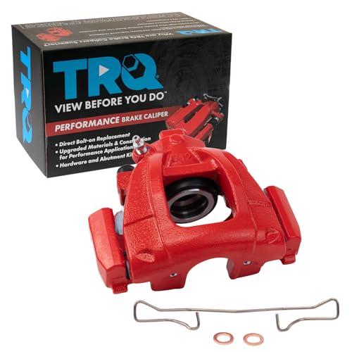 Image of TRQ Front Right Brake Caliper Performance Red Passenger Side | For 2002-2008 Mini Cooper