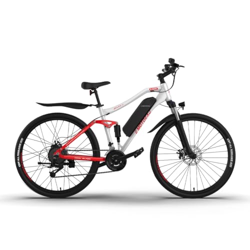 EMotorad EMX+ | Vélo électrique Tout-Terrain pour Adultes | pneus CST 27,5 x 2,0' | Moteur 36 V 250 W | Batterie 13 Ah Amovible | Double Suspension | Freins à Disque mécaniques | écran LCD (Blanc)