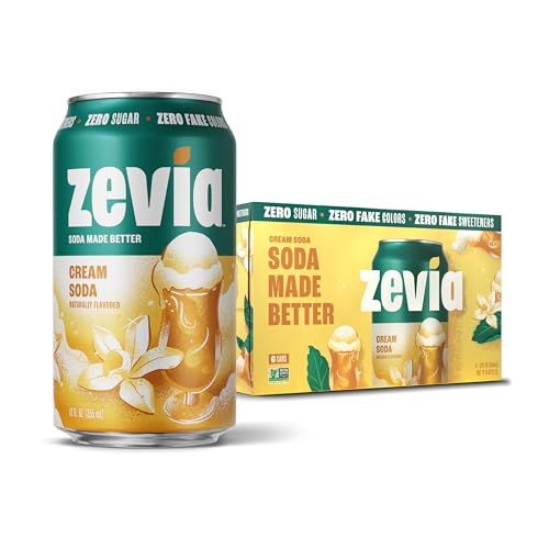 Zevia Zero Calorie Soda, Cream Soda, 12 Ounce Cans (Pack of 6)