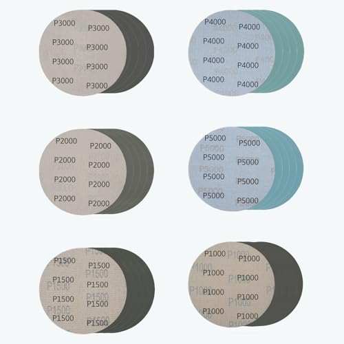 Papel para lijar carrocería, 24 unidades disco abrasivo 125 mm, papel de lija 1000/1500/2000/3000/4000/5000, abrasivo automático redondo grano, disco lijadora seca al agua para metal madera