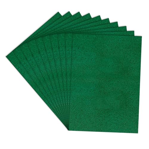 Image of Lakeer A3 Dark Green Felt Sheets - 1mm Thick, Stiff Fabric, Pack of 10, for DIY Crafts, Sewing, Scrapbooking, School Projects.