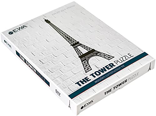 EWA Eco-Wood-Art Tour Mural en Bois-Puzzle pour Adultes et Adolescents-Assemblage sans colle-47 pièces, Tower, Noir Cover