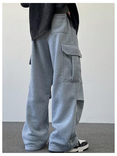 Men's Baggy Sweatpants Casual Workout Street Drawstring Waist Wide Leg Cargo Pants3