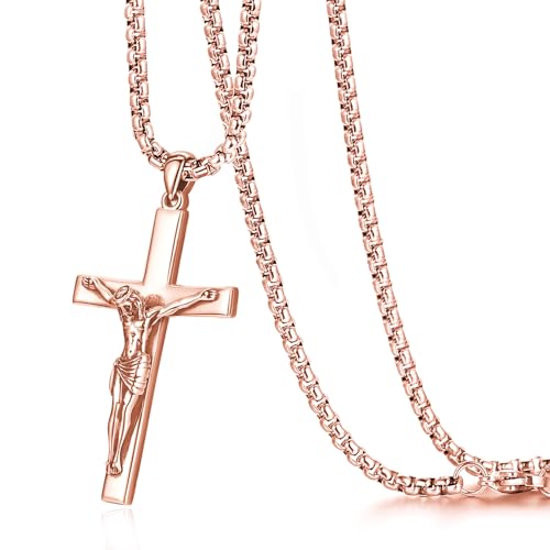 Image of Eusense Cross Necklace for Women Men Crucifix Pendant Sterling Silver 925 Cruz De Caravaca Cross Jesus Crucifix Jewelry
