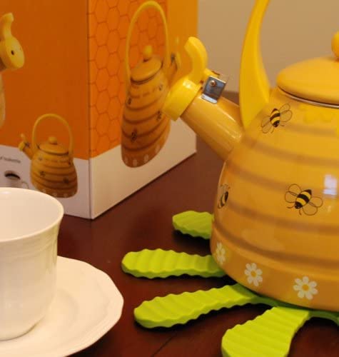Whistling Tea Kettle For Stove Top Enamel On Steel Teakettle, Supreme Housewares Bee Hive Design Teapot Water Kettle Cute Kitchen Accessories Teteras (2.4 Quart, Bee Hive) #TOP6