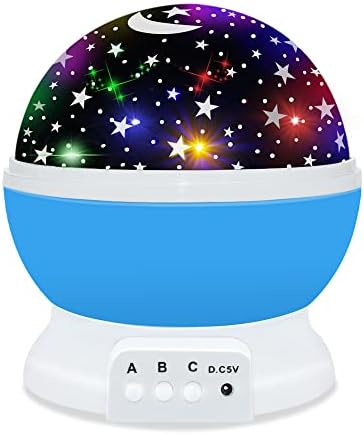 Star Projector Night time Lights for Children, 360 Rotating Star Sky Moon Mild Projector, 4 LED Bulbs 14 Mild Colour Altering, Toys for 2-5-14 Yr Previous Boys, Room Lights Glow in The Darkish for Baby ( Blue）