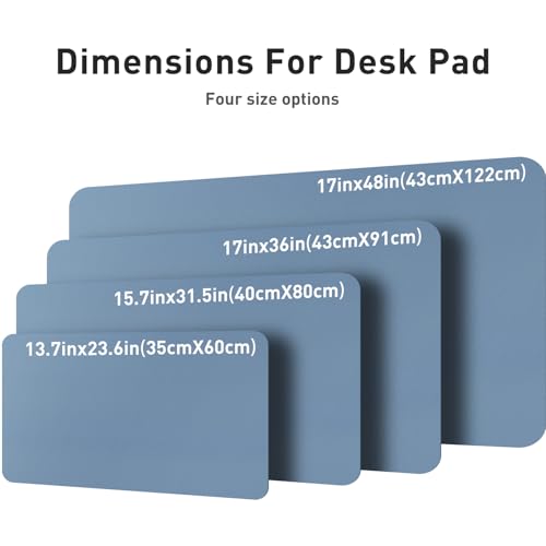 Image of Aothia Leather Desk Pad Protector, Office Mat, Large Mouse Pad, Non-Slip PU Leather Blotter, Laptop Pad, Waterproof Writing Pad for Office and Home (Denim Blue, 31.5 inch x 15.7 inch)